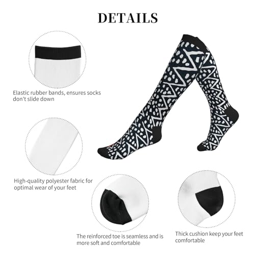 African Print Compression Socks For Women Men Knee High Running Socks For Running, 3 Black 5