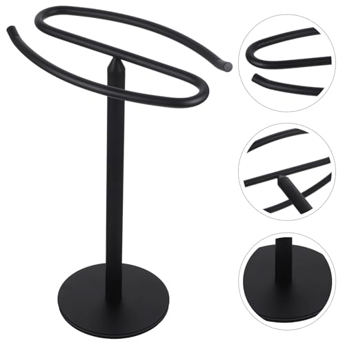 Porte-serviettes base stable en acier noir sans perçage - 8