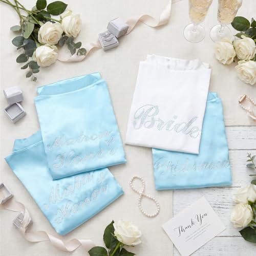 Image of Coume 7 Pcs Bride Silk Robes Bridesmaid Satin Robes Silk Satin Robe for Women Bridal Shower Wedding Getting Ready Favors