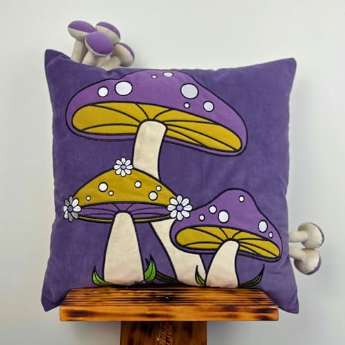 Mebellezza Mushroom Pillow Cover with Seven Small Mushroom Plush Sewed