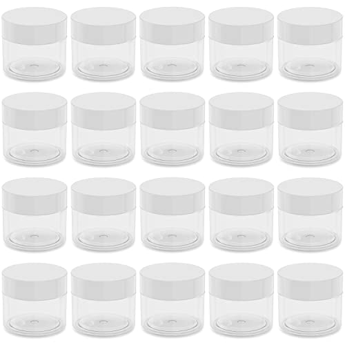 2 oz Round Plastic Jars, Plastic Cosmetic Container Jars with Lid for Travel Storage ​Cosmetic 20 Pieces (White Lid).