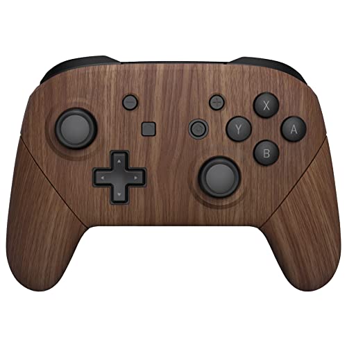 eXtremeRate Wood Grain Faceplate Backplate Handles for Nintendo Switch Pro Controller, Soft Touch Grip Replacement Housing Shell Cover Buttons for Nintendo Switch Pro - Controller NOT Included
