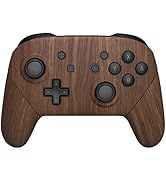 eXtremeRate Wood Grain Faceplate Backplate Handles for Nintendo Switch Pro Controller, Soft Touch...