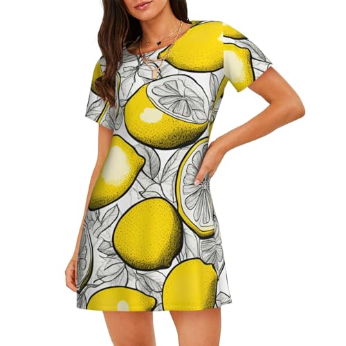 Chemise de nuit légère imprimé fruits confortable pour nuit d'été femme