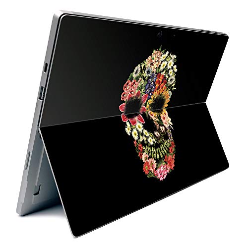 Image of MightySkins Carbon Fiber Skin for Microsoft Surface Pro 7 - Floral Skull | Textured Carbon Fiber Finish | Easy to Apply, Remove, and Change Styles | Made in The USA