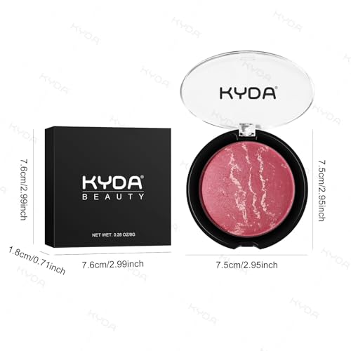 KYDA Baked Blush Palette, Marbleized Matte Blush, Buildable Natural Glow Cheek Color, Matte Stain Blusher Makeup, Long-wearing Smooth Coverage, Blend Seamlessly, Skin Glow Makeup Palette, Berry Canvas - Thumbnail 7