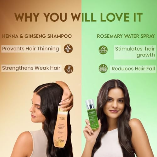 Image of Jovees Herbal Rosemary Water Hair Growth Spray 100ml with Henna & Ginseng Anti Hair Loss Shampoo 150ml for Reduce Hair Fall & Boosts Hair Growth | Adds Shine | Non-Greasy, Lightweight