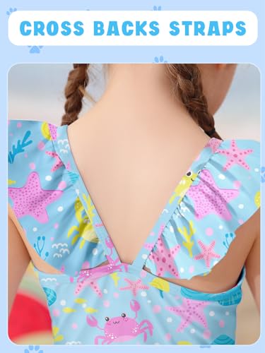 Image of Girls One Piece Swimsuits Toddler Cute Ruffle Bathing Suits Quick Dry Beach Swimwear Size 2-7 Years