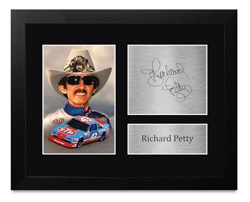HWC Trading Richard Petty Gifts Printed Signed Autograph Presentation Display for NASCAR Motorsport Fans - US Letter Framed (ID-006159)