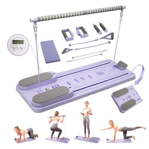 Pilates Reformer Board, Foldable Pilates Reformer Kit,Portable Pilates Machine for Women Girls，All-in-1 Multi-Purpose Abs Core Pilates Equipment Workout for Home Office Indoor