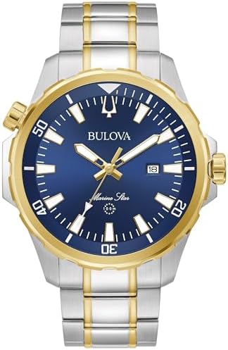 Bulova Men's Marine Star 'Series B' 3-Hand Date Quartz Watch, Luminous Markers, Rotating Dial, 100M Water Resistant, 43mm