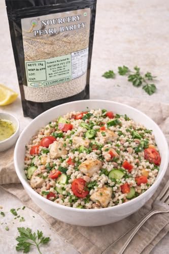 Image of Nourcery Pearl Barley-1kg | Pearled Whole Barlay | High Fiber Jau | Low Glycemic Index | Raw Barley Grain | Healthy by nature | Cooks Like Rice | Ideal for Risottos & Soups | Naturally Gluten Free