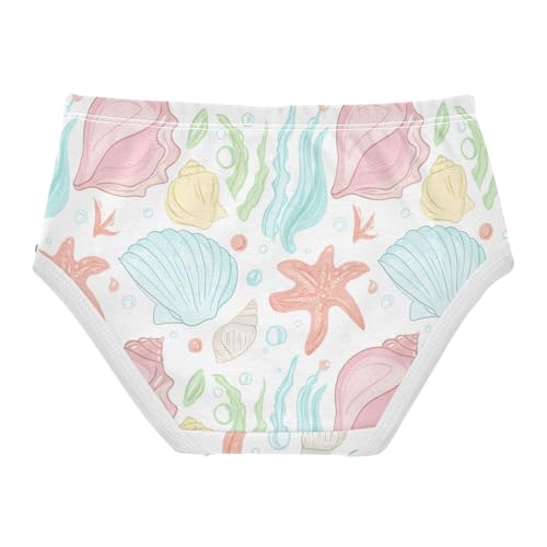 Cotton Toddler Underwear Floral Colorful Seashells White Panties for Girl Fancy Kids Briefs Undies 2t2