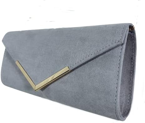 LeahWard Women's Faux Suede Clutch Bag Flap Wedding Party Evening Bags Prom