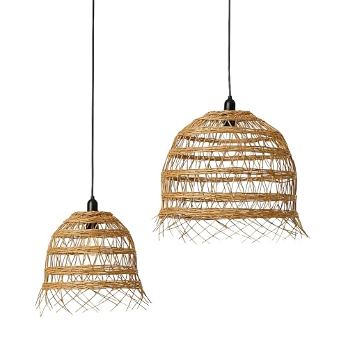 Set mit 2 Lampenschirmen aus Polyrotin im Bohème-Stil 2x HAWAII LONG H35 und H45cm
