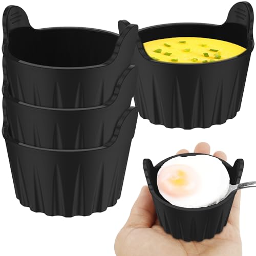 4Pcs Ramekins for Air Fryer Air Fryer Egg Poacher Food Grade Silicone Egg Poaching Cups Easy Release Reusable AirFryer Eggs Moulds AirFryer Accessories BPA Free for Oven Microwave