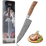 PLUS DE PLAISIR EN CUISINE : Avec ce couteau Kiritsuke en Damas, la découpe devient plus fluide et précise. Polyvalent et inspiré des couteaux de chef japonais, il excelle aussi bien dans la découpe de viandes que dans la préparation précise de poissons, légumes, sushis et sashimis. Sa lame longue et affûtée permet des coupes nettes et précises en un seul geste. Un bon outil inspire, motive et vous permet de perfectionner vos talents culinaires avec plaisir – pour vous et votre famille.