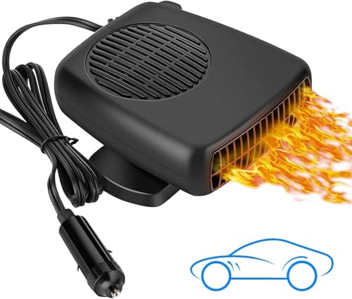 Car Heater, 12V 150W Portable Car Heater Plug into Cigarette Lighter, 2 in 1 Fast Heating Defrost Defogger, 360 °Rotatable Handheld Windscreen Defogger Window Defroster for Car