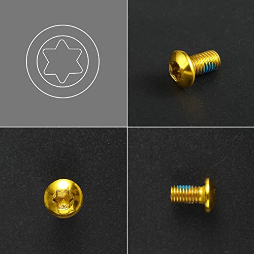 LEONTOOL 12 Pcs Bicycle Disc Brake Bolts M5x10mm MTB Rotor Bolts Gold Bicycle Rotor Screws with 1 Pcs T25 Torx Wrench L for Road Bike Mountain Bike Yellow Blue - Image 3