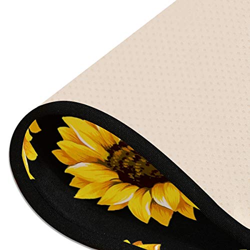 Sunflower Black Kitchen Rugs Non-Slip Soft Doormats Bath Carpet Floor Runner Area Rugs For Home Dining Living Room Bedroom 72" X 24" #TOP5