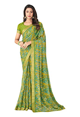 Sari traditionnel en mousseline de soie imprimé pour femme tenue semi-cousue 8996