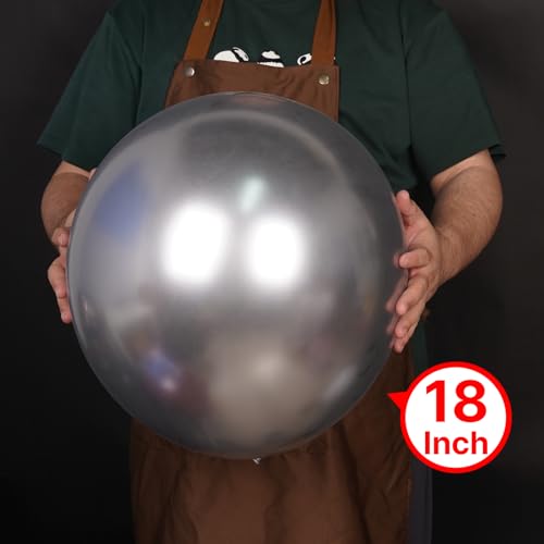 Image of PartyWoo Silver Balloons 20pcs 18 Inch Silver Latex Helium Balloons for Birthday Wedding Anniversary Graduation Bachelorette Engagement Bridal Shower Retirement Party Decorations Silver-G102