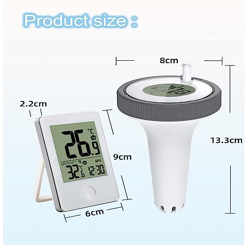 Digital Pool Thermometer Floating, Water Thermometer Electronic, Wireless Pool Spa Thermometer, Read Water Temperature, Floating Thermometer with Display for Outdoor and Indoor Pool and Spa
