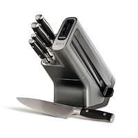 Ninja Foodi StaySharp Knife Block with Integrated Sharpener, 5-Piece Knife Set includes Chef, Bread, Slicing, Utility, Paring Knives, Stainless Steel K32005UK, Black