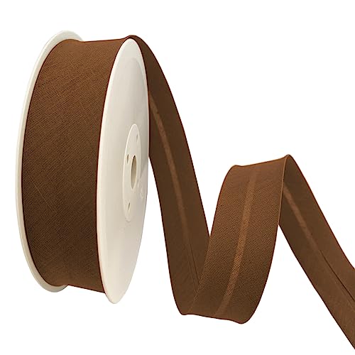 TEXTEX = 30mm Wide Bias Binding Tape. 50% Cotton and 50% Polyester. 10m Piece - (Brown)