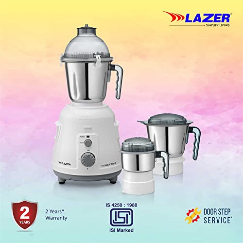 Image of Lazer Power Bolt 3 Jars 950W Mixer Grinder (White)