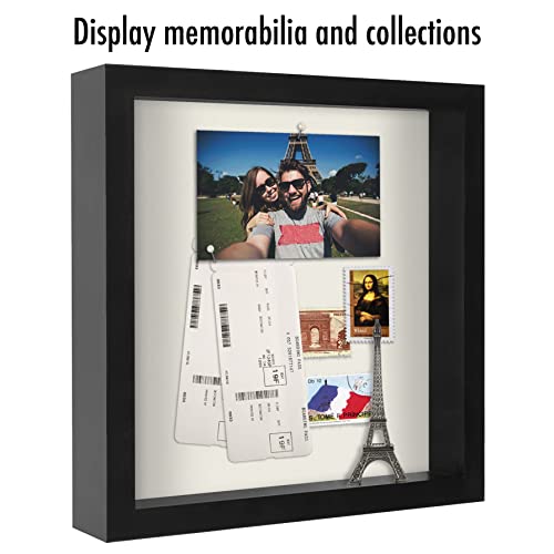 Americanflat 11X11 Shadow Box Frame In Black With Soft Linen Back - Composite Wood With Polished Glass For Wall And Tabletop #TOP6