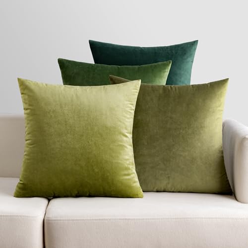 EMEMA Funda de Cojine 4 Pieza Terciopelo Funda de Almohada del Sofá Throw Cojín 50x50 cm Decoración Almohada Caso de la Cubierta Decorativo para Sala de Estar Pulgadas Serie Verde-Salvia