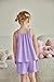 Arshiner Girls Clothes Summer 2 Piece Outfit Sleeveless Ruffle Shirt and Shorts Sets Girls Fashion Purple 7-8Y