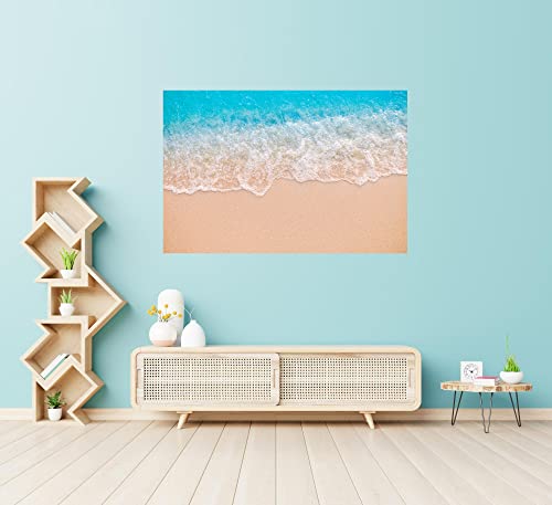 Blue Ocean Beach Star Wall Stickers, Beach Wave Scene Wall Decals, Floor Stickers,Peel And Stick Wallpaper, Wall Murals For Bathroom Living Room Bedroom Theme Home Wall Decoration (Blue Ocean) #TOP7