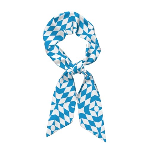 46.9 * 3.1 Inch Lightweight Scarf, Bavarian flag Silk Scarf for Women, Long Chic Tie Hair Scarf Headband Hat Decoration