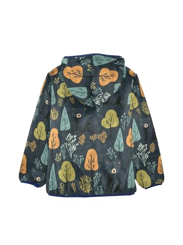 Cute Bear and Forest Tree Girls Fleece Jacket Girls Fall Jacket Boys Coats Zip Up Hoodie Children Sherpa Warm Outerwear 2-10T2