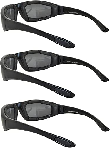 Image of OWL 3 Pack Motorcycle Riding Glasses, Padded Sport Sunglasses, Assorted Colors for Men and Women