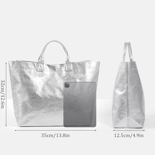 Image of Lushandy PVC Tote Bag for Women Jelly Beach Bag Top Handle Hobo Handbag | Water-Resistant, Wipe Clean, Lightweight