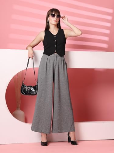 Image of OOMPH! Women's High-Waisted Pant | Wide Leg Trousers | Korean Style Stretchable Trouser