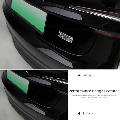 Image of BETTERHUMZ Plaid Performance Decal Sticker Compatible with Tesla Cybertruck Model 3 Y X S Roadster Highland Carbon Fiber Car Rear Trunk Trim Exterior Accessories (Black)