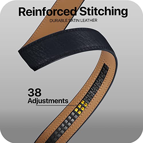 Image of Marino Avenue Ratchet Belt for Men. Adjustable Leather Dress Belt with 38 Easy to Click Into Place Ratchet Closures.