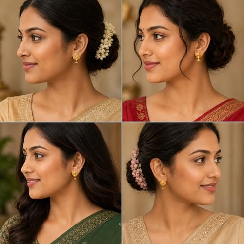 Image of Gold Earrings Combo Pack of 12 Pairs for Women & Girls | Traditional & Modern Gold-Tone Earrings Set | Lightweight Fashion Jewellery