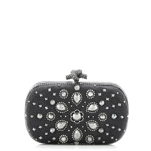 Bottega Veneta, Pre-Loved Box Knot Clutch Embellished Stingray Small, Black