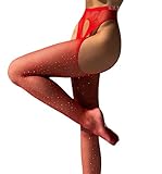 WILN Jewel Stockings Sexy Fishnets Lingerie - Erotic Sexy Costumes Bold Lingerie Set - Kinky Underwear Woman Naughty Sexy Hot Lingerie For Her (Red, One Size)