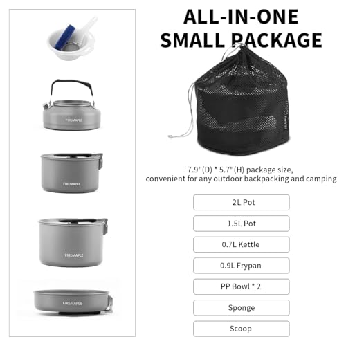 Fire-Maple Feast 4 Outdoor Camping Cookware, Pot and Pan Set 8PCS, Black - Image 5