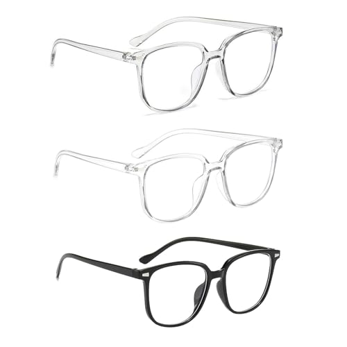 3 PCS Fake Glasses Blue Light Glasses Fake Glasses Anti Glare Glasses Blue Light Glasses Men Anti Glare Clear Computer Glasses to Prevent Eye Strain Super Light Weight Fashion for Women Men