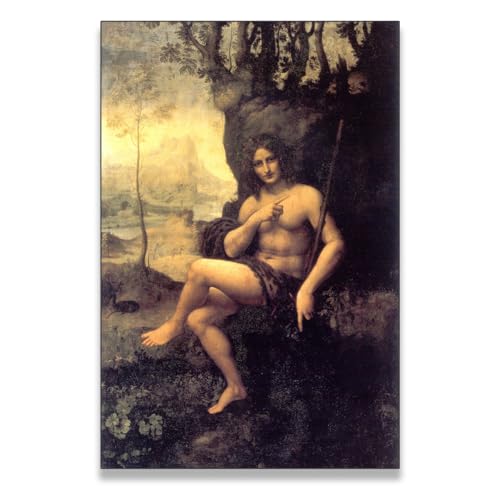 ogican Master Painter Leonardo da Vinci's Saint John (Bacchus) Oil Painting Canvas Prints Wall Art Exhibition Famous Artist Decor Room Aesthetic Gallery Wall Decor(12 * 18in)