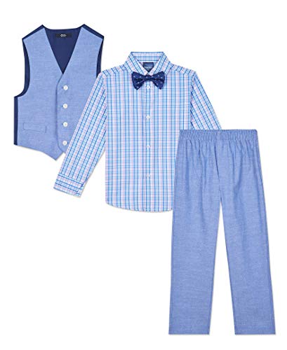 Image of Nautica Boys' 4-piece Formal Suit Set with Vest, Pants, Collared Dress Shirt, and Tie