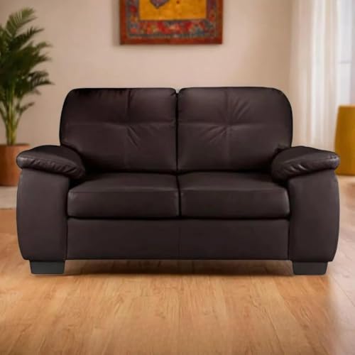 Image of Torque Antos Premium Leatherette 2 Seater Sofa-Dark Brown | Modern Designs Sofa 2 Seater | Leatherette 2-Person Sofas Couches for Living Room Office Guest Room