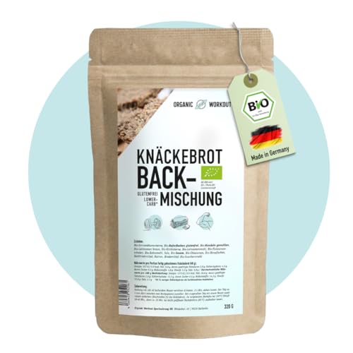 LOWER-CARB-KNÄCKEBROT Backmischung – Bio, vegan, glutenfrei, Eiweiss-Brot-Alternative, Lebensmittel ohne Getreide, lactosefrei, keto, Organic Workou